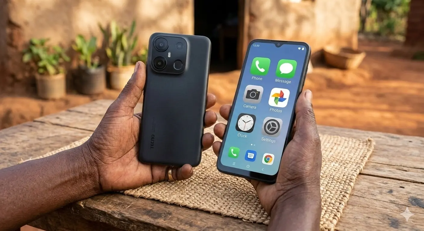 Tecno Pop 10 smartphone with large screen and loud speakers